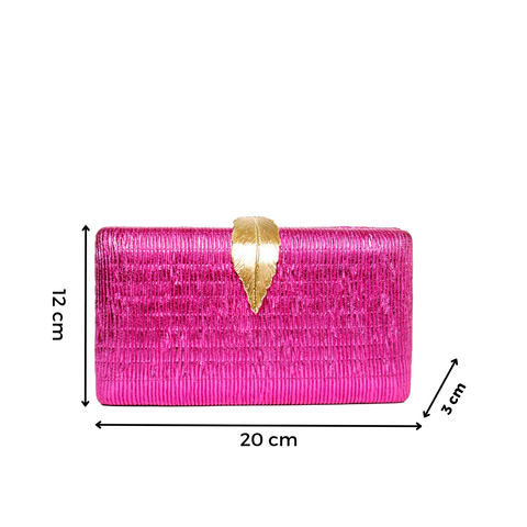 Chokore Shimmery Leaf Clutch/Handbag (Pink) - Chokore Shimmery Leaf Clutch/Handbag (Pink)