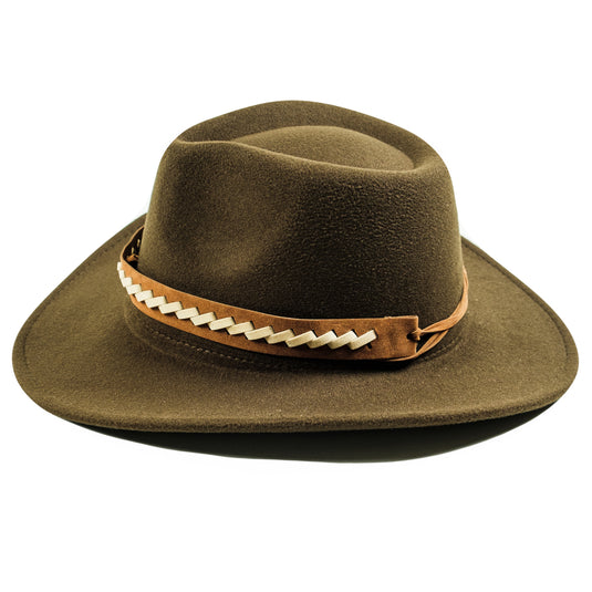 Chokore Cowboy Hat with Braided PU Belt (Forest Green)