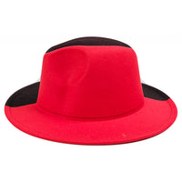 Chokore Chokore Half and Half Fedora Hat (Red & Black)