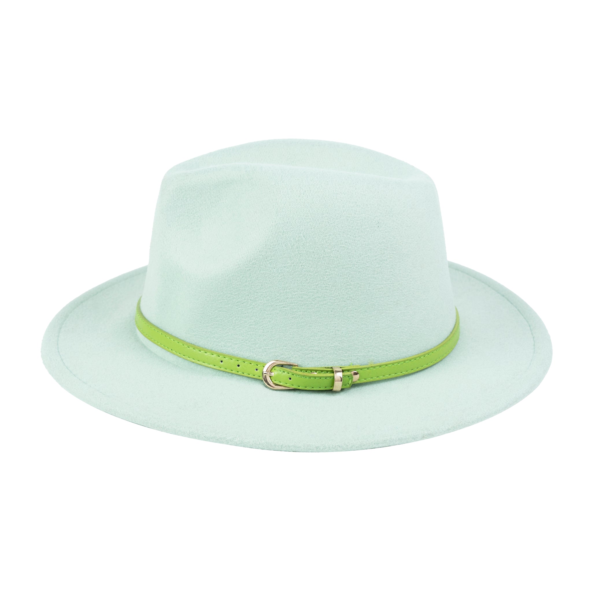 Chokore Fedora Hat with Green PU Leather Belt (Light Green)
