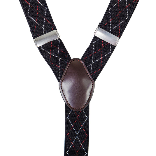 Chokore Stretchy Y-shaped Suspenders with 6-clips (Black & Gray)