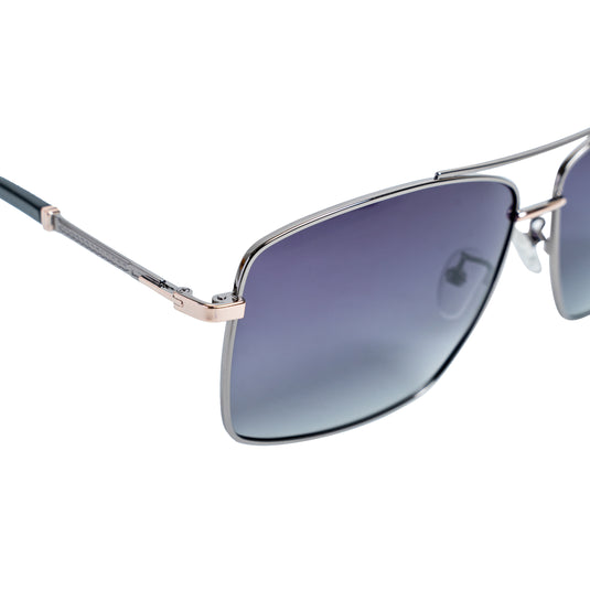 Chokore Sleek Rectangular Sunglasses with UV Protection (Black & Silver)