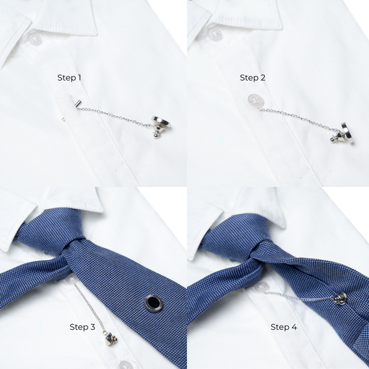 Silver Sunburst Black Stone Tie Tack â€“ Timeless Formal Flair