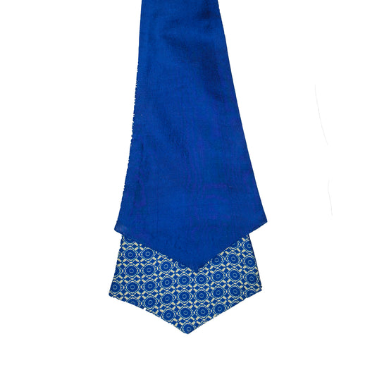 Chokore Blue & White Silk Reversible Cravat