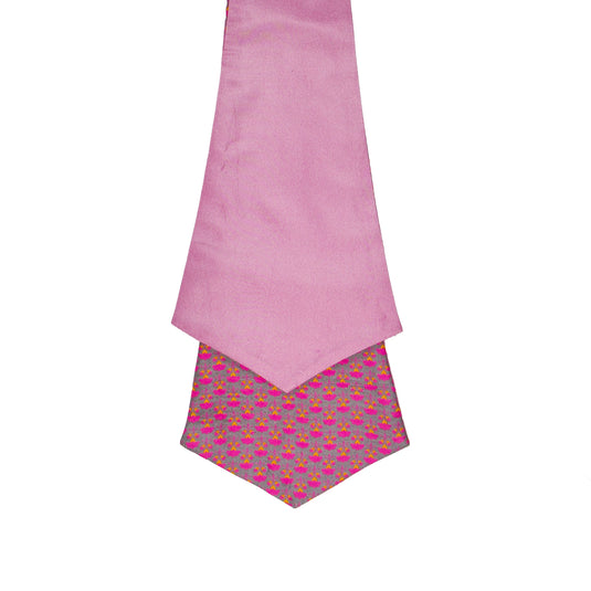 Chokore Grey & Pink Floral Silk Reversible Cravat