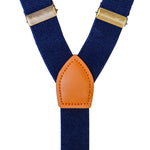 Chokore Chokore Y-shaped Suspenders with Leather detailing and adjustable Elastic Strap (Navy Blue) 