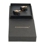 Chokore Chokore Braided Leather Cufflinks with Miniature Gear 
