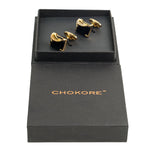 Chokore Chokore Black Agate Cufflinks with Gold Plating 