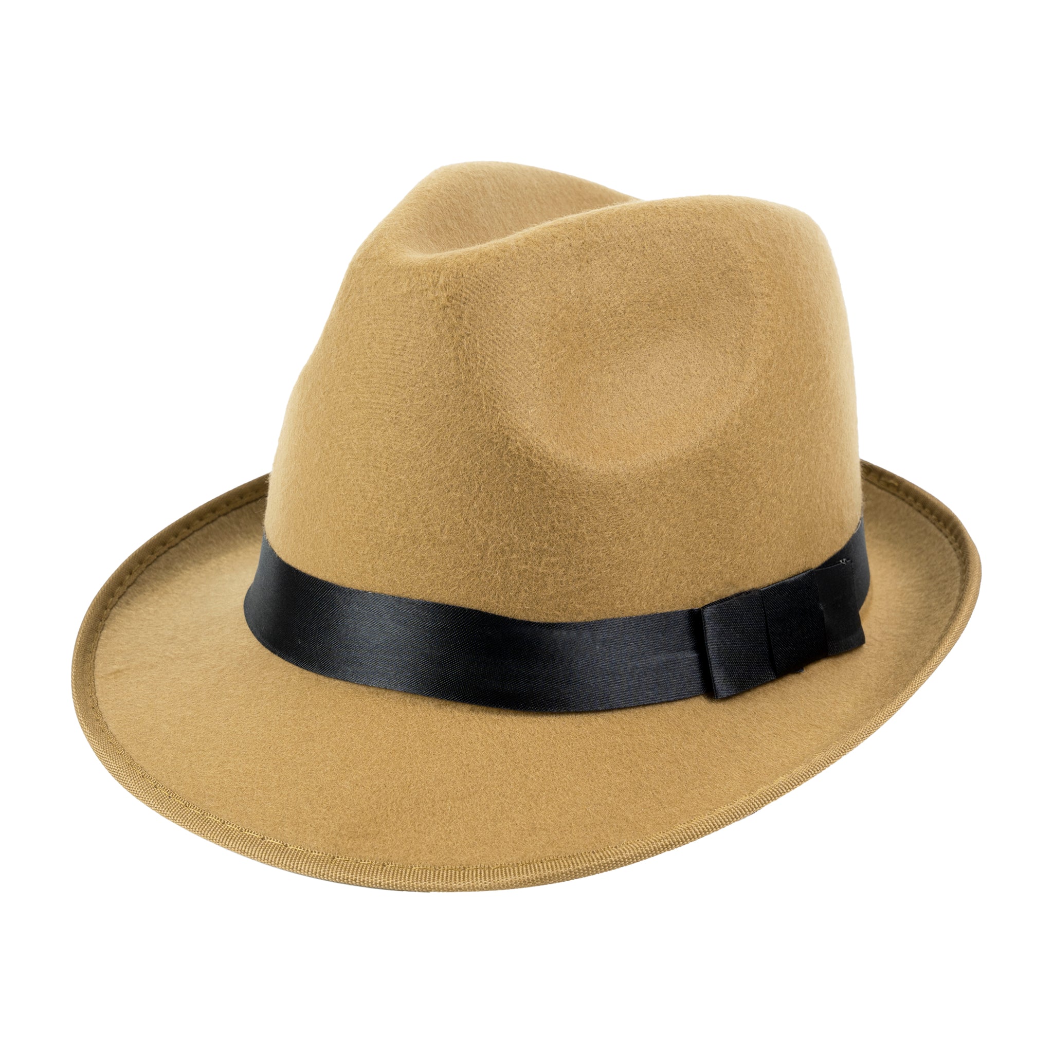Chokore Vintage Fedora Hat with Short Brim (Camel)