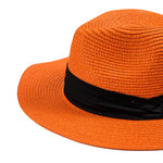 Chokore Chokore Straw Fedora Hat with Wide Brim (Orange) 