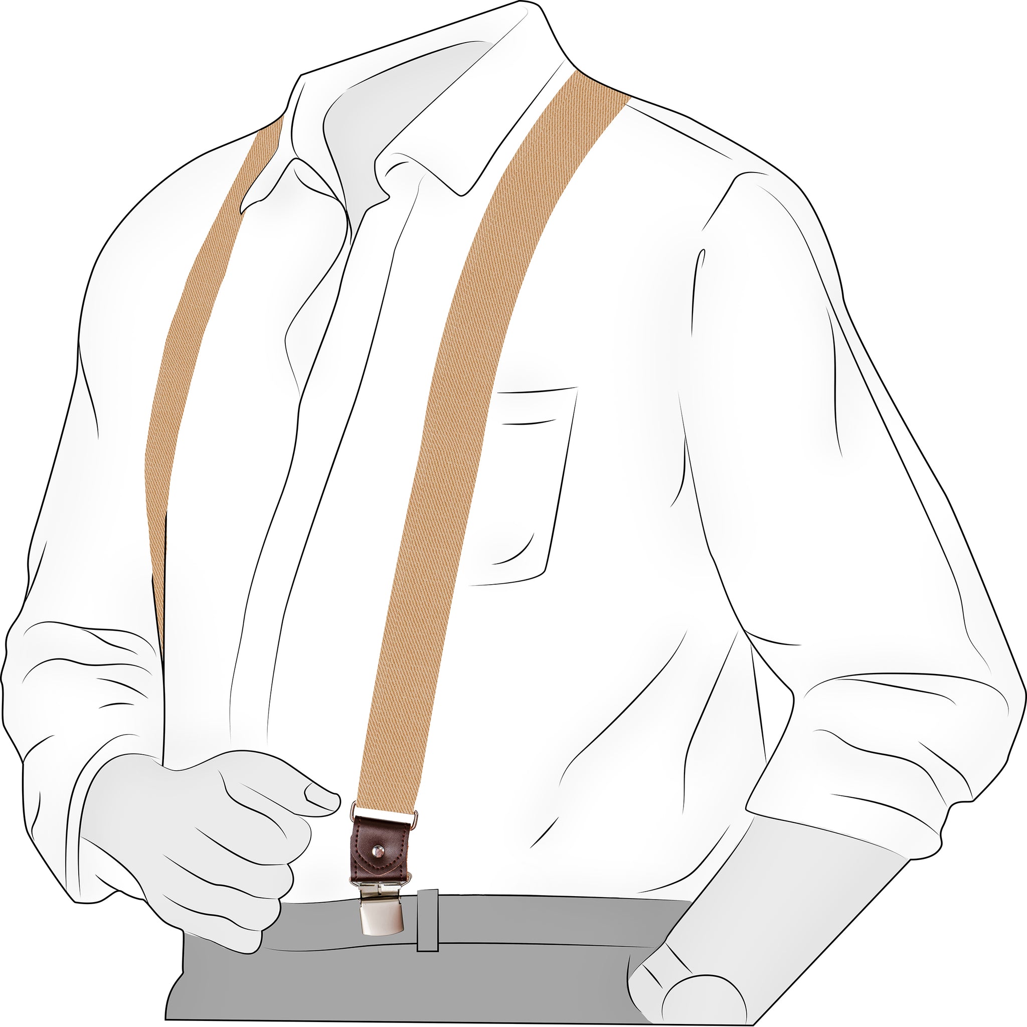 Chokore Y-shaped Elastic Suspenders for Men (Beige)