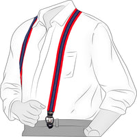 Chokore Chokore Stretchy Y-shaped Suspenders with 6-clips (Red & Navy Blue)