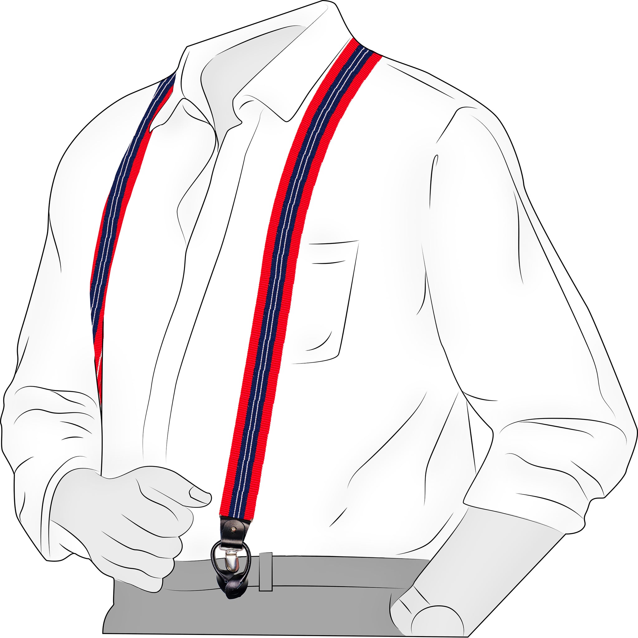 Chokore Stretchy Y-shaped Suspenders with 6-clips (Red & Navy Blue)