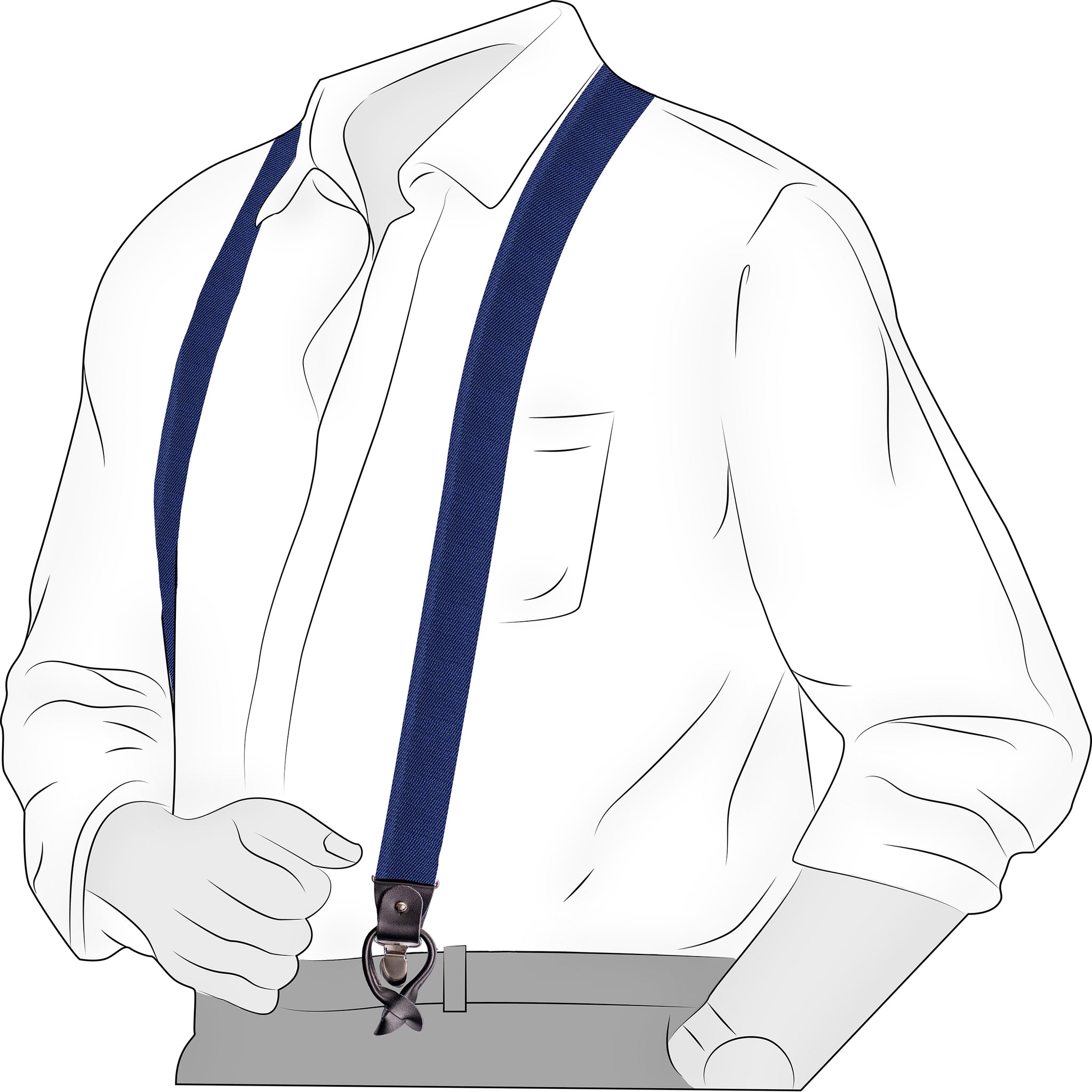 Chokore Y-shaped Plain Convertible Suspenders (Navy Blue)