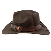 Chokore Chokore Pinched Cowboy Hat with Ox head Belt (Chocolate Brown)