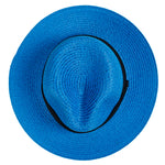 Chokore Chokore Straw Fedora Hat with Wide Brim (Blue) 