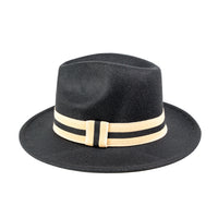 Chokore Chokore Pinched Crown Fedora Hat with Elastic Band (Black)