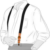 Chokore Chokore Y-shaped Suspenders with Leather detailing and adjustable Elastic Strap (Black)