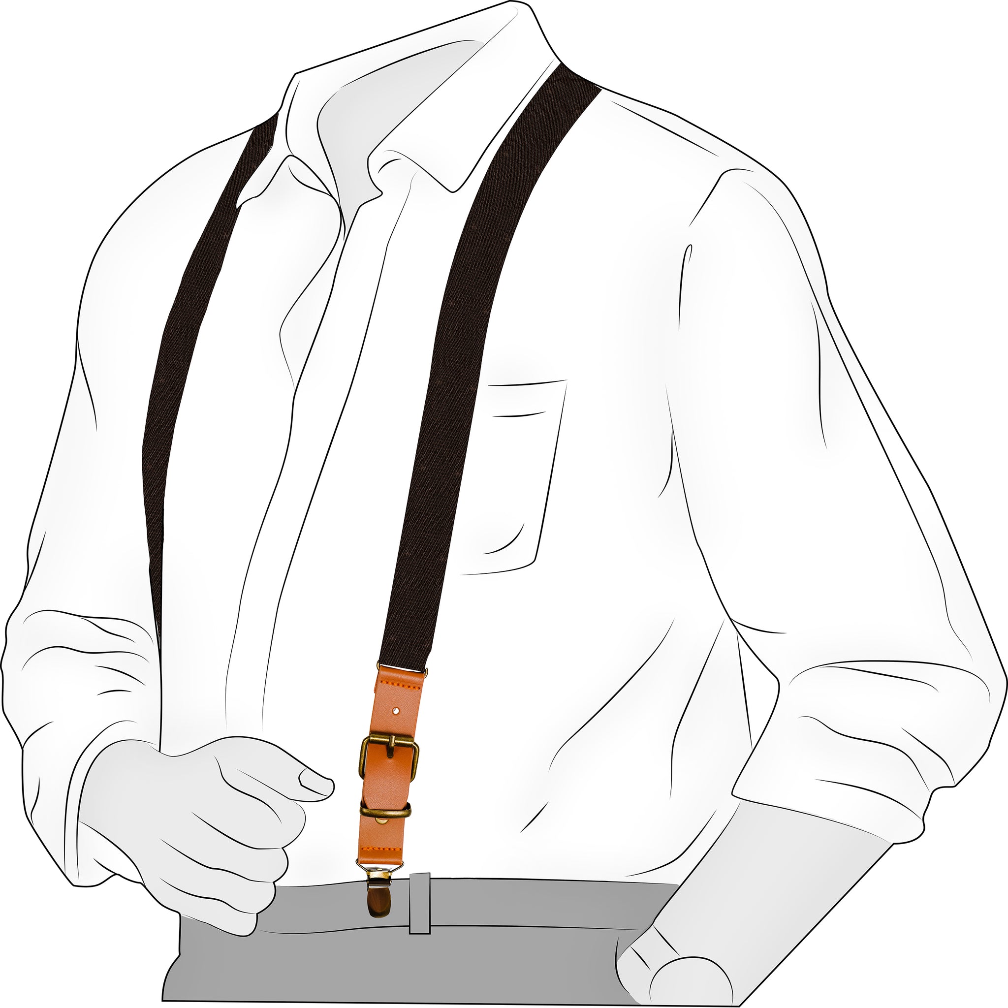 Chokore Y-shaped Suspenders with Leather detailing and adjustable Elastic Strap (Chocolate Brown)