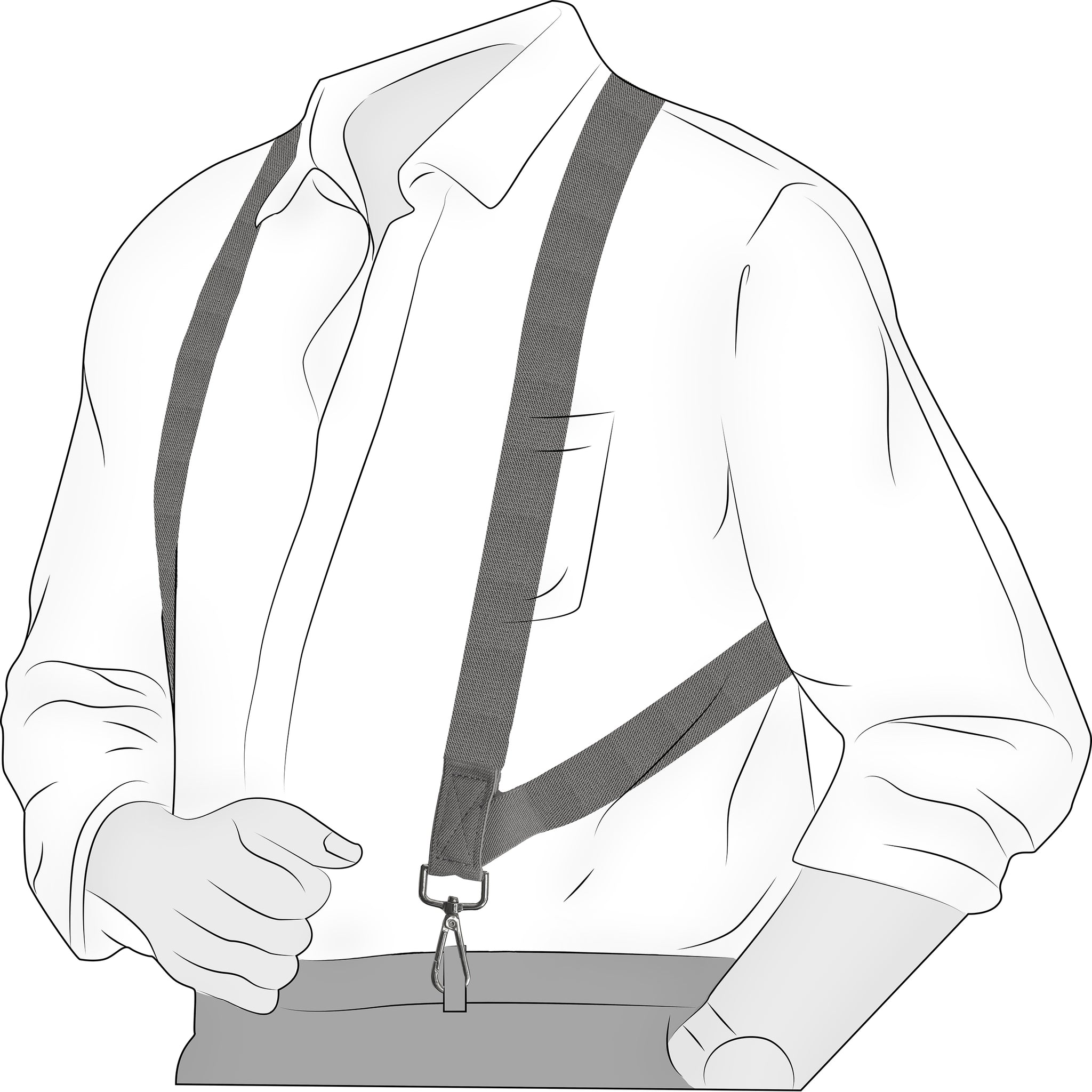 Chokore X-shaped Snap Hook Suspenders (Light Gray)