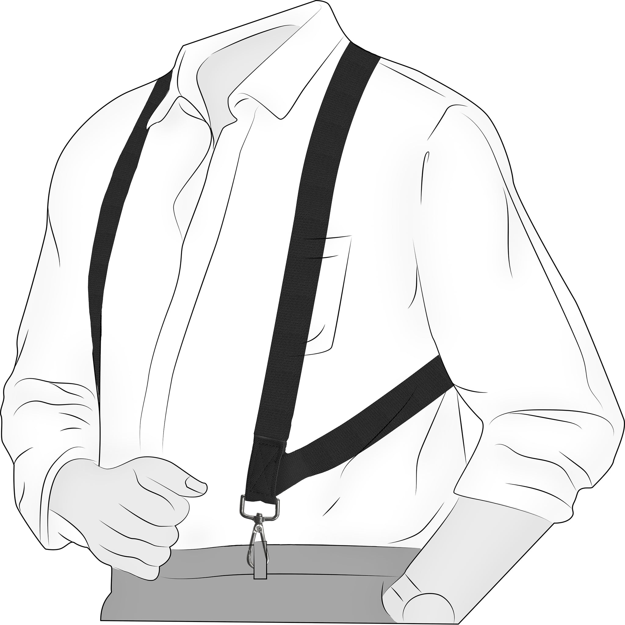 Chokore X-shaped Snap Hook Suspenders (Black)