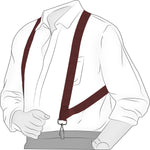 Chokore Chokore X-shaped Snap Hook Suspenders (Wine Red) 