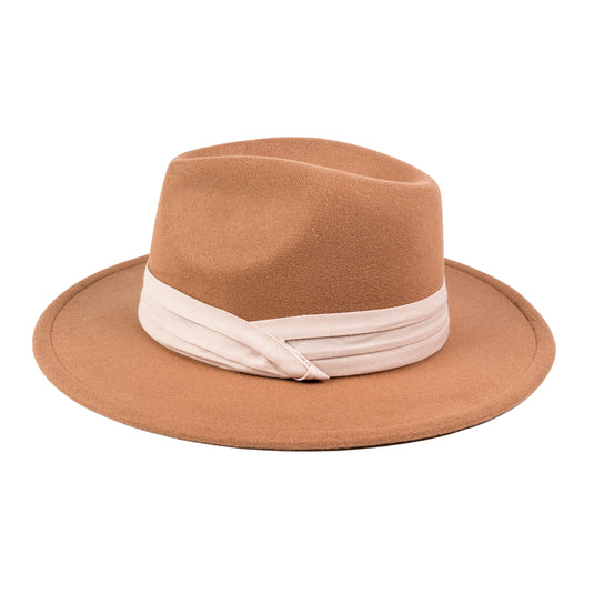 Chokore Fedora Hat with Ribbon (Camel)