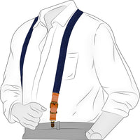 Chokore Chokore Y-shaped Suspenders with Leather detailing and adjustable Elastic Strap (Navy Blue)