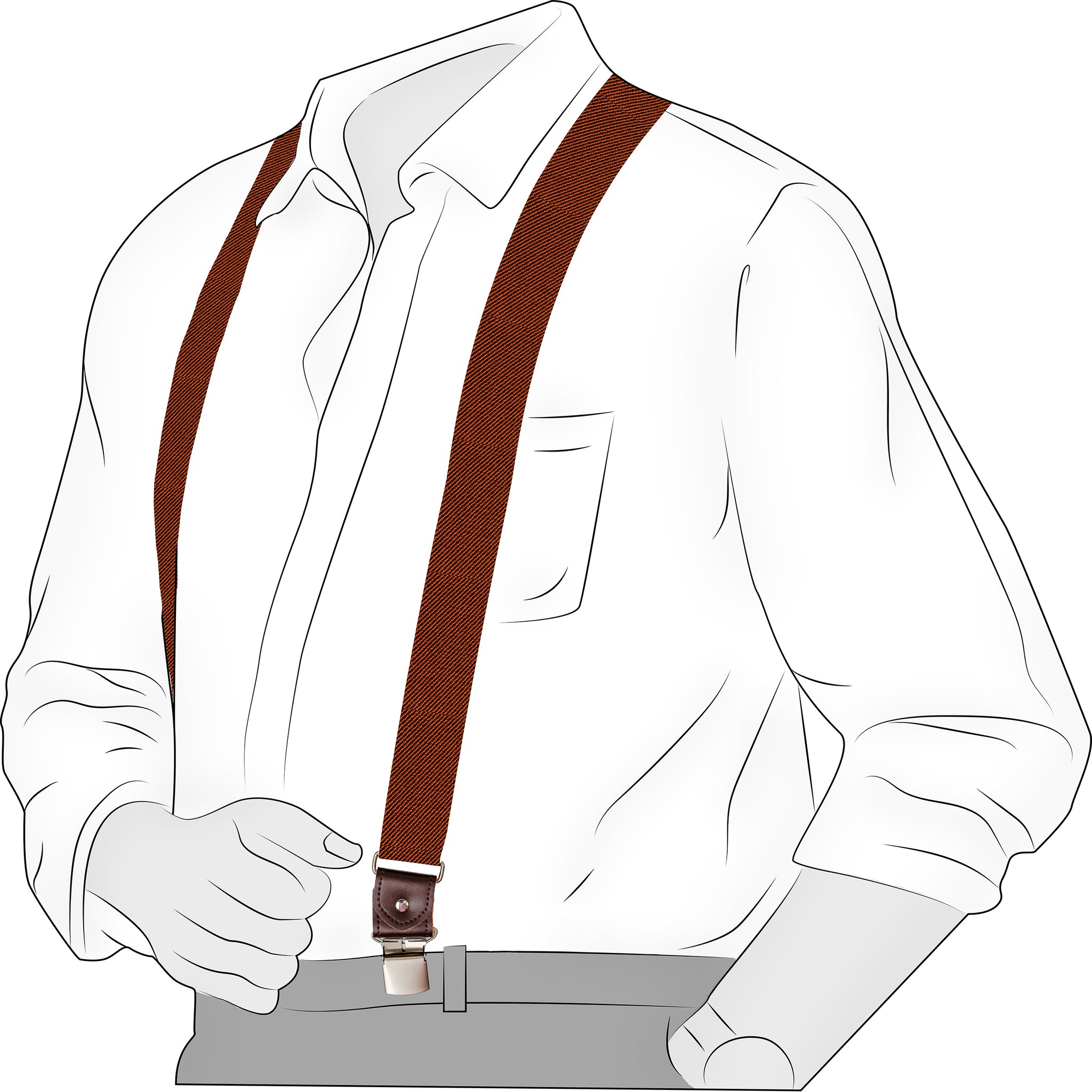 Chokore Y-shaped Suspenders with Leather detailing and adjustable Elastic Strap (burgundy)
