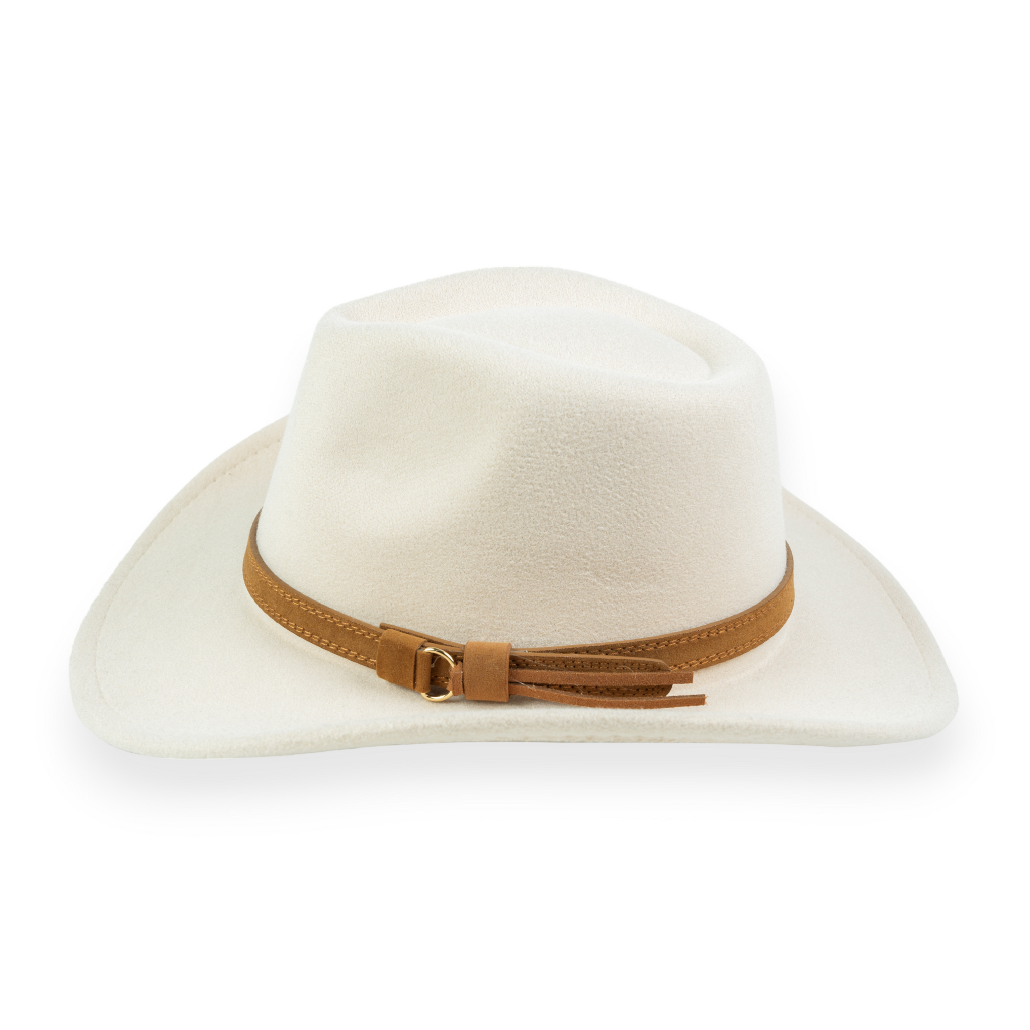 Chokore Pinched Cowboy Hat with PU Leather Belt (Off White)