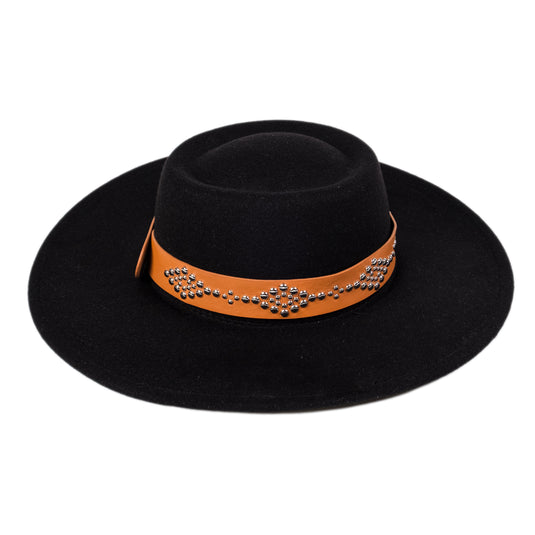 Chokore Rivet Belt Fedora Hat (Black)