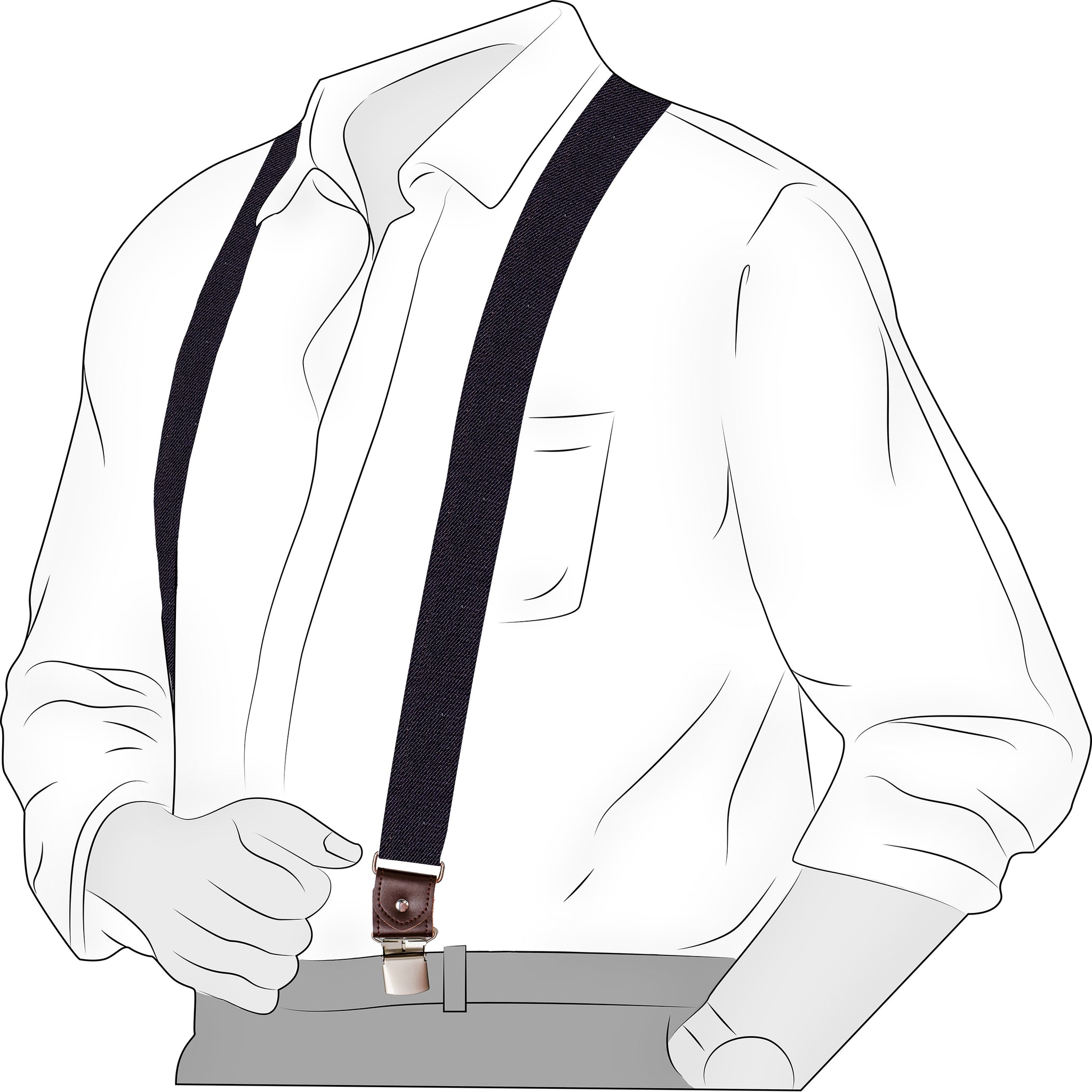 Chokore Y-shaped Elastic Suspenders for Men (Black)