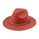 Chokore Chokore Pinched Fedora Hat with PU Leather Belt (Caramel) 