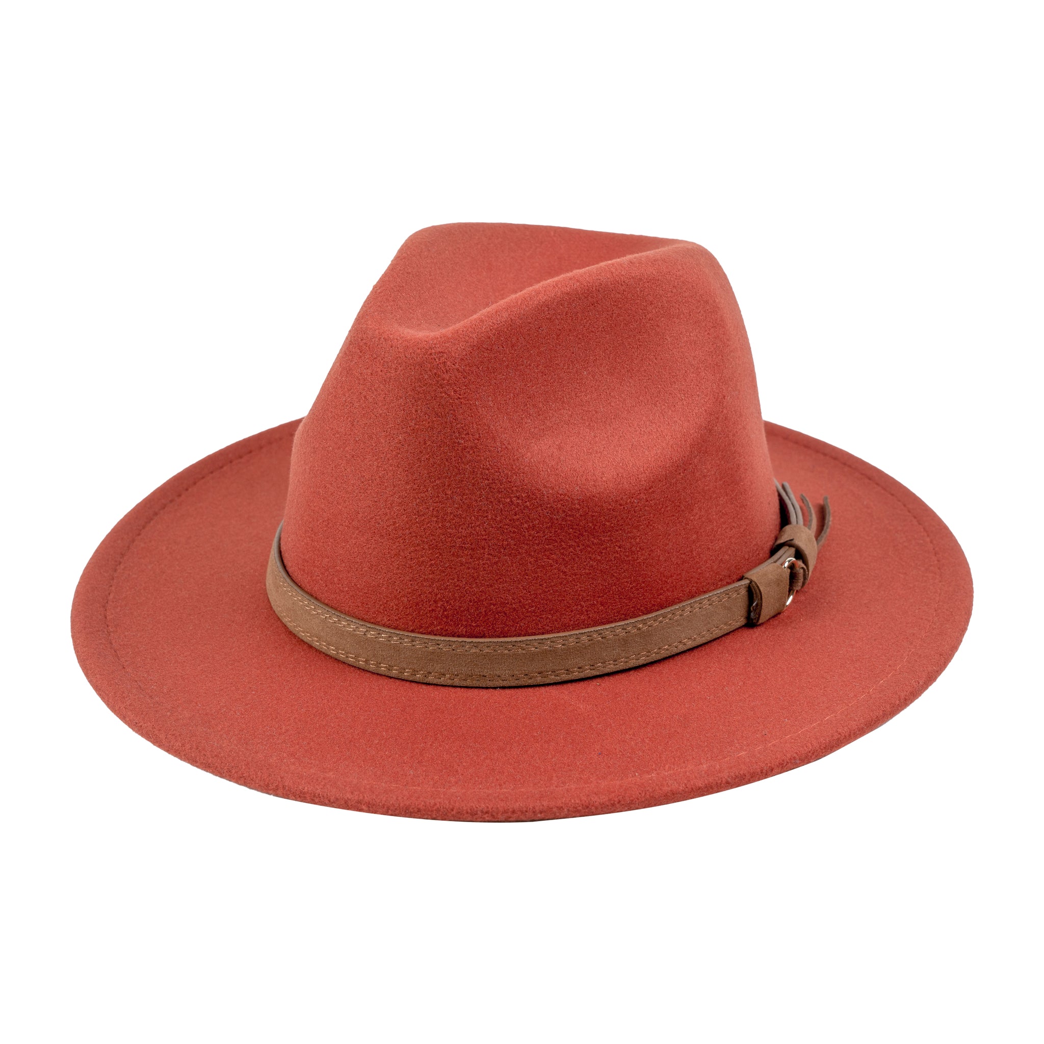 Chokore Pinched Fedora Hat with PU Leather Belt (Caramel)