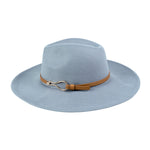 Chokore Chokore Fedora Hat with PU Leather Belt and Buckle (Light Gray) 