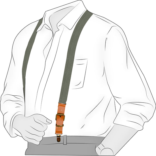 Chokore Chokore Y-shaped Suspenders with Leather detailing and adjustable Elastic Strap (Lichen) 