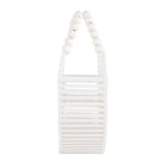 Chokore Bamboo Tote with bead handle - Handcrafted Basket Bag for Women. White 