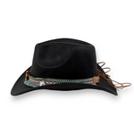 Chokore Chokore Boho-Tibetan Ethnic Cowboy Hat (Black) 