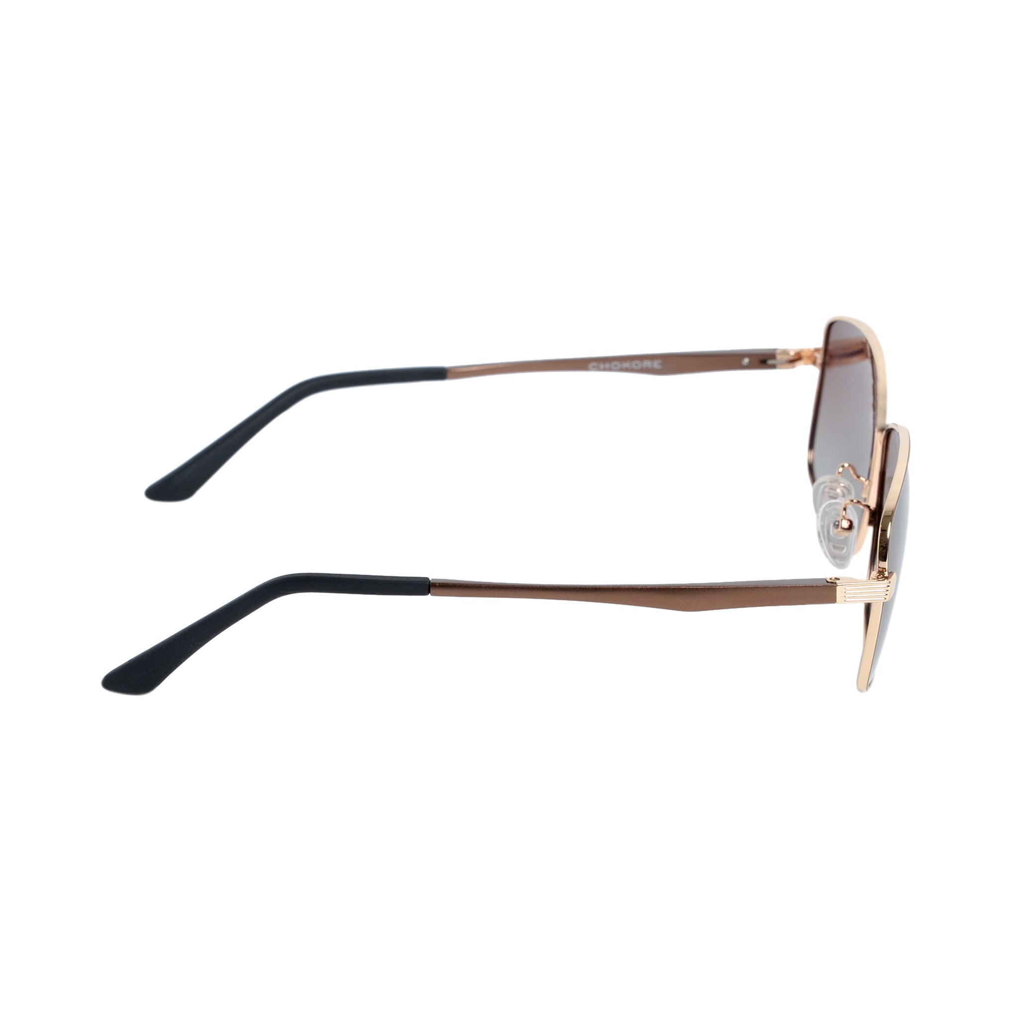 Chokore Rectangular Tinted Sunglasses with UV Protection (Brown & Gold)