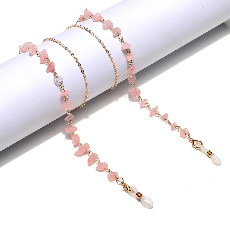 Chokore Natural Crystal Glass chain (Pink Crystal-Gold)