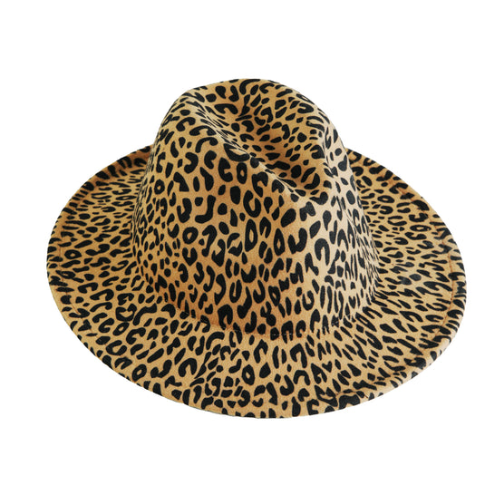 Chokore Leopard Print Fedora Hat (Black & Beige)