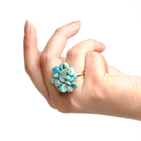 Chokore Chokore Turquoise Stone Ring with Golden Pearl
