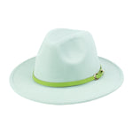 Chokore Chokore Fedora Hat with Green PU Leather Belt (Light Green) 