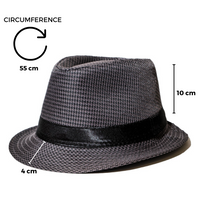Chokore Chokore Fedora Hat in Houndstooth Pattern (Dark Grey)