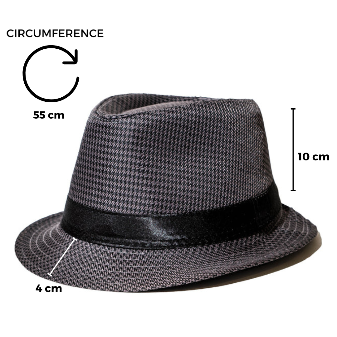 Chokore Fedora Hat in Houndstooth Pattern (Dark Grey)