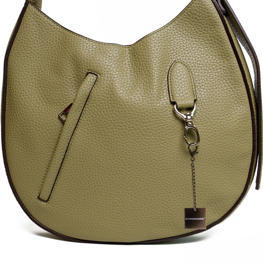 Chokore Chokore Round Hobo Bag with Shoulder Belt (Green) 