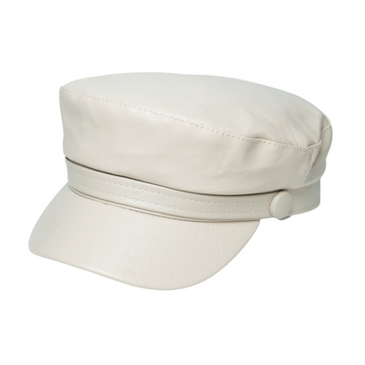Chokore Retro Leather Beret Cap (Off White)