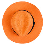 Chokore Chokore Straw Fedora Hat with Wide Brim (Orange) 