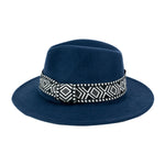 Chokore Chokore Fedora Hat with Zig-Zag Belt (Navy Blue) 