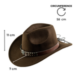 Chokore Chokore Cowboy Hat with Vegan Leather Embellished Belt (Chocolate Brown) 